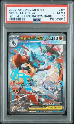2025 POKEMON MEGA EVOLUTION SPECIAL ILLUSTRATION RARE MEGA LUCARIO EX PSA 10 - Image 1