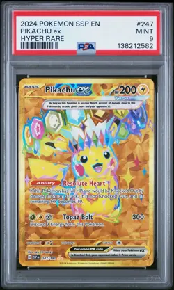 2024 Pokemon SV Surging Sparks Pikachu EX 247/191 Full Art Hyper Rare PSA 9 Mint - Image 1