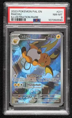 Raichu Illustration Rare Pokemon Scarlet & Violet Paldea Evolved SV02 PSA 8 - Image 1