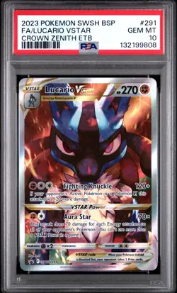 PSA 10 LUCARIO VSTAR SWSH291 BLACK STAR PROMO CROWN ZENITH ETB POKEMON 😍 - Image 1