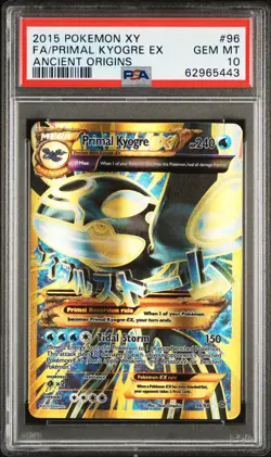 2015 POKEMON XY ANCIENT ORIGINS #96 FULL ART/PRIMAL KYOGRE EX PSA 10 - Image 1