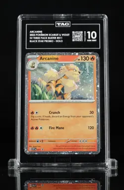 💎 ARCANINE TAG 10 GEM MINT Pokemon English SV Promo Pack Holo #011 black star - Image 1