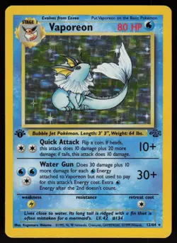 Vaporeon 12/64 Rare Jungle Holo 1st Edition Pokemon - Image 1