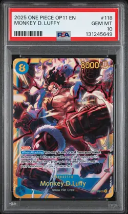 2025 ONE PIECE OP11-A FIST OF DIVINE SPEED #118 MONKEY D. LUFFY PSA 10 - Image 1