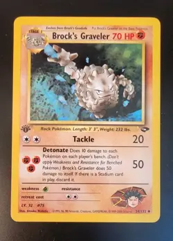 BROCK’S GRAVELER Pokemon Card - 1st Edition - Gym Challenge - 34/132 - NM - Image 1