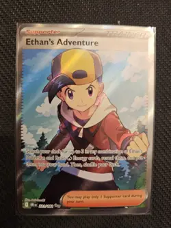 Pokemon TCG Destined Rivals Ethan's Adventure Full Art Trainer Card - Image 1