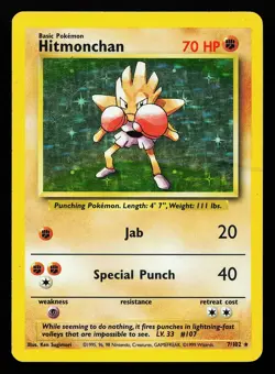 Hitmonchan 7/102 Holo Rare Base Set Pokemon Card - Image 1