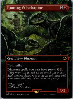 MTG English Hunting Velociraptor (Borderless) NM Foil Free Shipping - Image 1