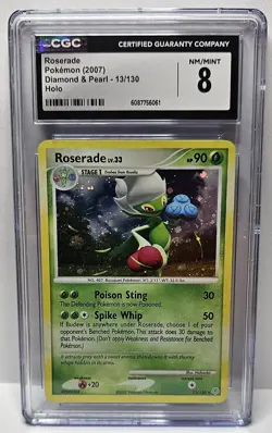 Pokemon TCG Roserade Diamond & Pearl 13/130 Holo Rare - CGC 8 NM/MINT - Image 1