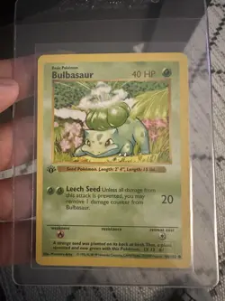 Pokemon Bulbasaur 1st Edition Base Set 44/102 40 HP Leech Seed Card English - Image 1