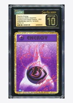 Pokemon CGC 10 PRISTINE AUTO 10 Psychic Energy Yoshinobu Saito 2023 #PSY CLK JPN - Image 1