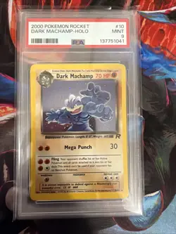 2000 Pokemon Rocket Dark Machamp Holo With SWIRL 10/82 PSA 9 - Image 1