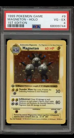 Pokemon Magneton Base Set Shadowless 1st Edition Holo Rare #9 PSA 4 - Image 1
