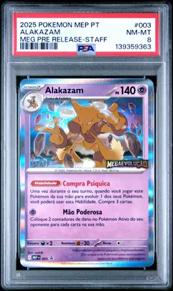 2025 POKEMON MEP PT-ME BLACK STAR PROMO #003 ALAKAZAM PSA 8 - Image 1