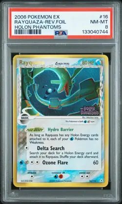 2006 POKEMON EX HOLON PHANTOMS #16 RAYQUAZA-REVERSE FOIL PSA 8 - Image 1