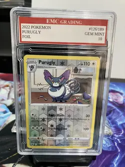 PURUGLY FOIL 2022 Pokemon RARE #126/189 Card GRADED 10 MINT - Image 1
