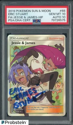 Eric Stuart Signed 2019 Pokemon S & M 68 Jessie & James FA PSA10 PSA/DNA AUTO 10 - Image 1