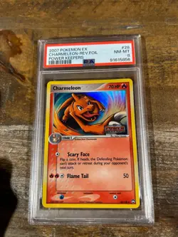 POKEMON 2007 EX Power Keepers CHARMELEON Reverse Foil Stamped #28 PSA 8 RARE - Image 1