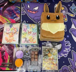 Pokemon TCG Prismatic Evolution SPC/ETB Sleeves, Eevee Deck Box, & Promo - Image 1