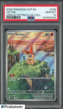 2025 Pokemon SVP EN Unova Victini Illustration Collection #208 Victini PSA 10 - Image 1