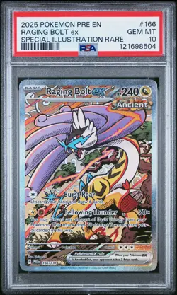 2025 POKEMON PRE EN-PRISMATIC EVOLUTIONS #166 RAGING BOLT EX PSA 10 - Image 1