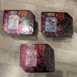New Sealed Pokemon TCG Destined Rivals Team Rocket Tin Lot of 3 (Mew) (Nidoking) - Image 1
