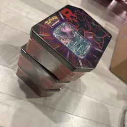 New Sealed Pokemon TCG Destined Rivals Team Rocket Tin Lot of 3 (Mew) (Nidoking) - Image 4