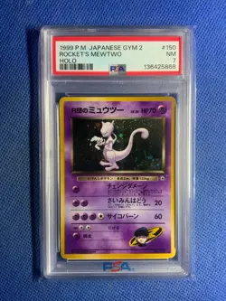 1999 Pokemon Japanese Gym 2 Challenge #150 Rocket's Mewtwo Holo PSA 7 - Image 1