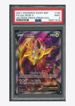 Pokemon PSA 9 Jolteon V FA Promo 2021 SWSH183 Jolteon VMAX Prem Coll. English - Image 1