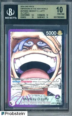2024 One Piece Emperors in New World OP09061 Monkey D Luffy Alternate Art BGS 10 - Image 1