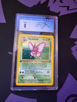 CGC 8 Venomoth Holo 13/64 1st Edition Jungle 1999 Pokemon Card - Image 1