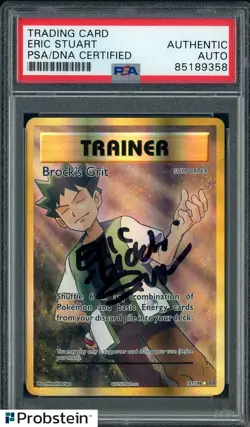 Eric Stuart Signed Pokemon Card Brock's Grit #107/108 XY PSA/DNA AUTO - Image 1