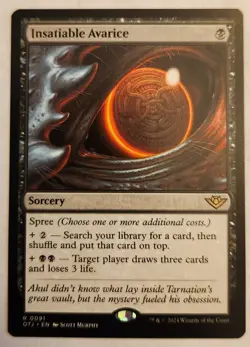 Insatiable Avarice Outlaws of Thunder Junction Regular Rare NM+ - Image 1