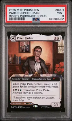 2025 Magic MTG Promo Spider-Man Peter Parker NYCC Disney Purchase Bonus PSA 9 - Image 1