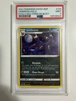 2021 POKEMON PROMO | EVOLVING SKIES UMBREON HOLO PSA 9 (case has small crack) - Image 1
