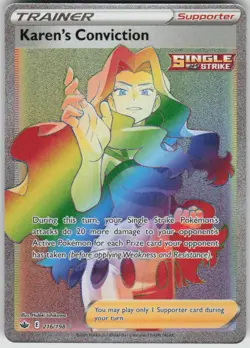 Pokemon Karen's Conviction (Secret) SWSH06: Chilling Reign 216/198 NM - Image 1