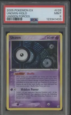 PSA 9 Unown Holo 2005 Pokemon Ex Unseen Forces #I/28 - Image 1