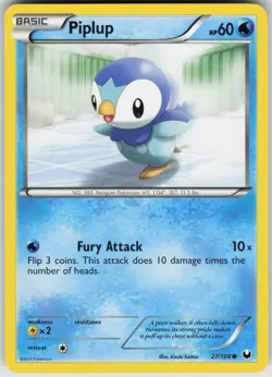 Pokemon Piplup 27/108 Dark Explorers Common NM - Image 1