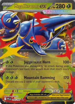 Mega Heracross ex 004/094 Double Rare Phantasmal Flames Pokemon NM - Image 1