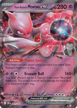 Team Rocket's Mewtwo ex 081/182 Destined Rivals Pokemon Reverse Holo NM - Image 1