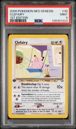 2000 POKEMON NEO GENESIS 1ST ED #30 CLEFAIRY PSA 9 - Image 1