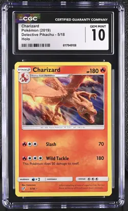 CGC 10 GEM MINT Charizard 2019 Detective Pikachu 5/18 Holo Pokemon Card - Image 1