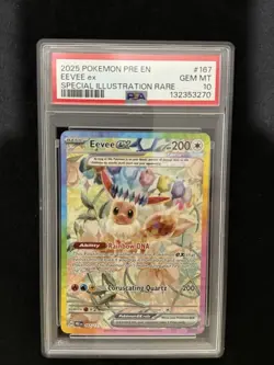 Pokemon TCG Prismatic Evolutions Eevee EX Card 167/131 Sir PSA 10 - Image 1