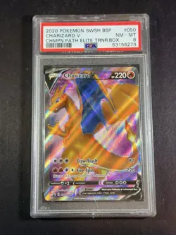2020 Pokemon SWSH Black Star Promo Champions Path ETB Charizard V #050 PSA 8 - Image 1