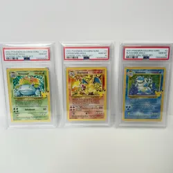 PSA 10 GEM MINT Charizard Venusaur Blastoise Pokemon Celebrations Sequential Set - Image 1