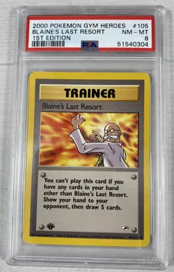 Pokemon PSA 8 1st Edition Gym Heroes Blaine's Last Resort 105/132 Trainer WOTC - Image 1