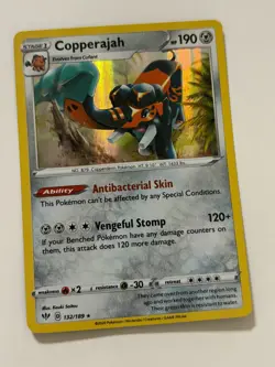 Pokemon Card Darkness Ablaze Holographic Bleed Error Copperajah 132/189 NM - Image 2