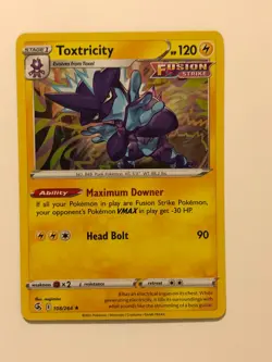 Pokemon Card Fusion Strike Holographic Bleed Error Toxtricity 108/264 NM - Image 2