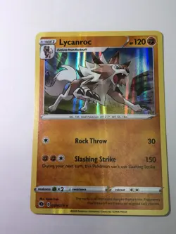 Pokemon Card Holographic Bleed Error Champion's Path Lycanroc 030/073 NM - Image 1
