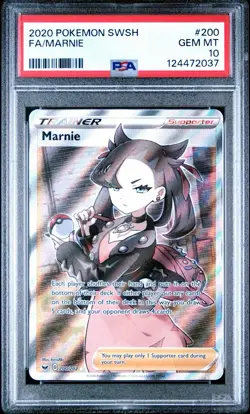 Pokemon TCG Sword & Shield Marnie Full Art Trainer 200/202 PSA 10 - Image 1